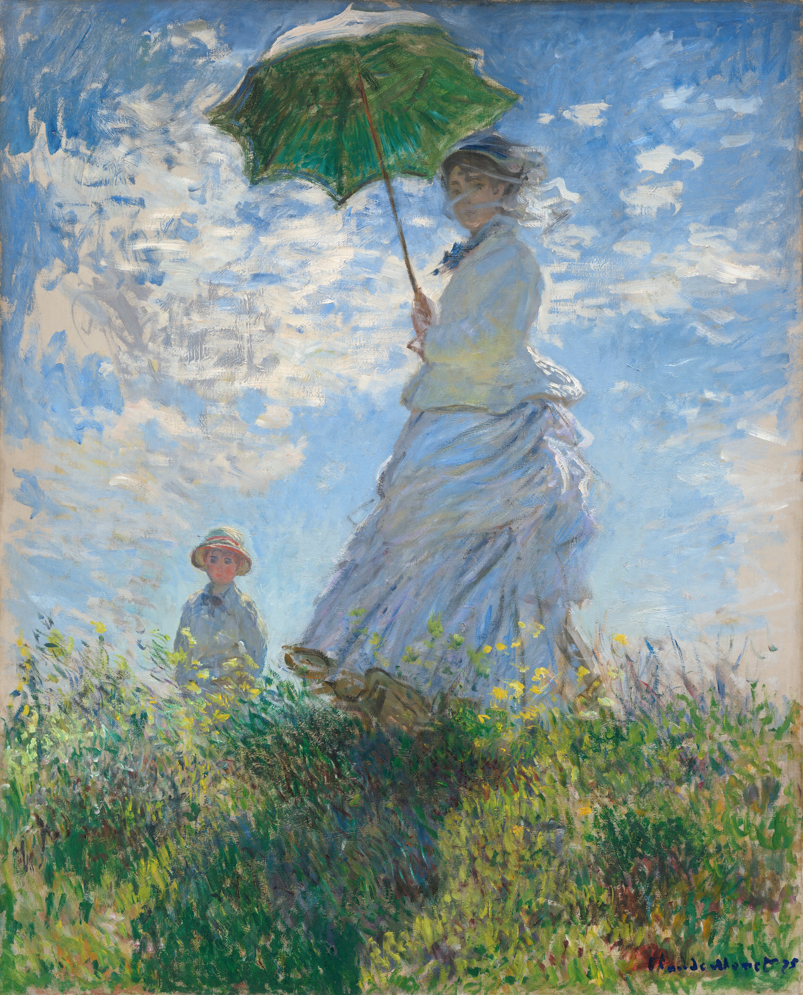 Woman with a Parasol - Madame Monet and Her Son - Claude Monet