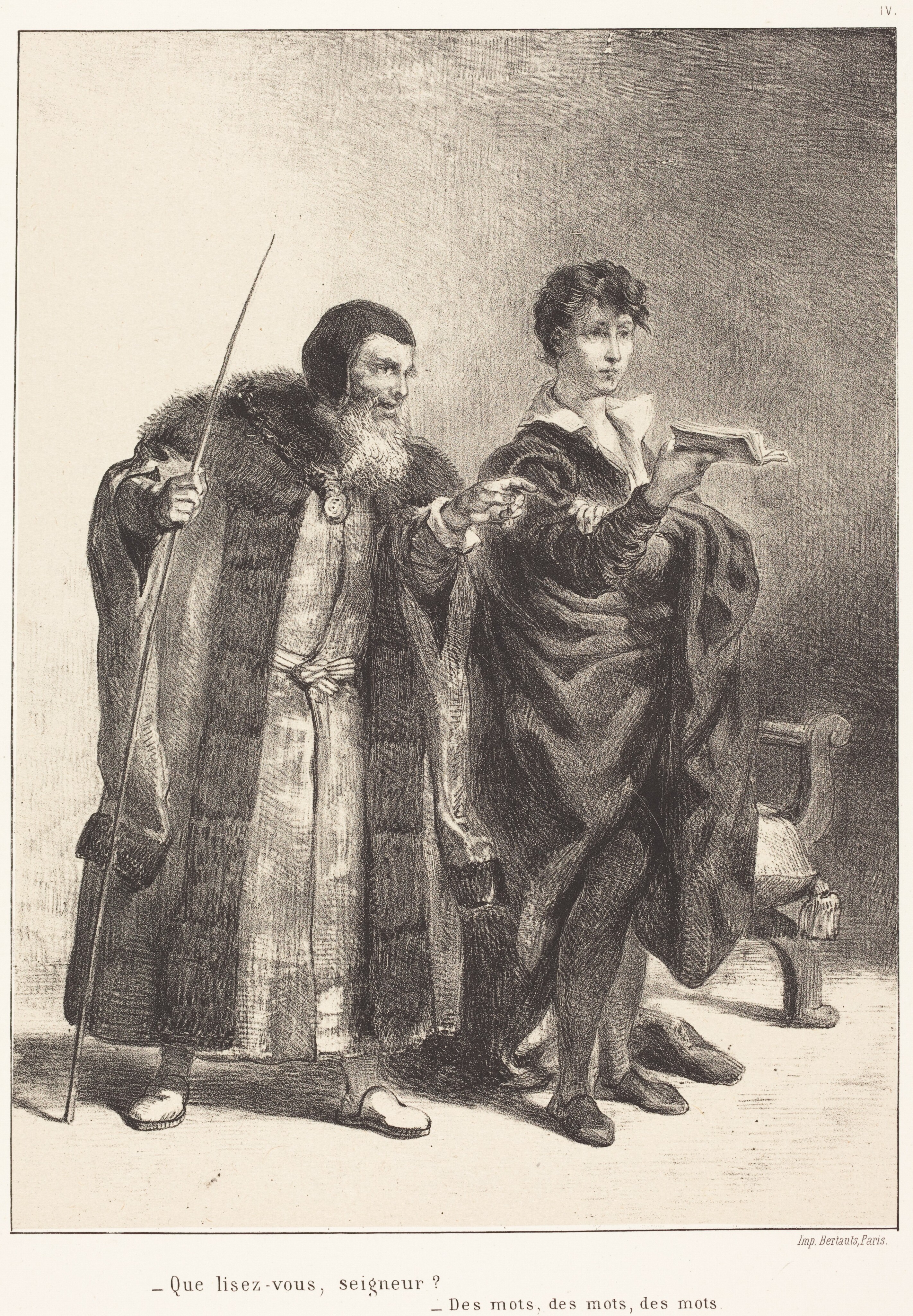 Polonius and Hamlet (Act II, Scene II) - Eugène Delacroix