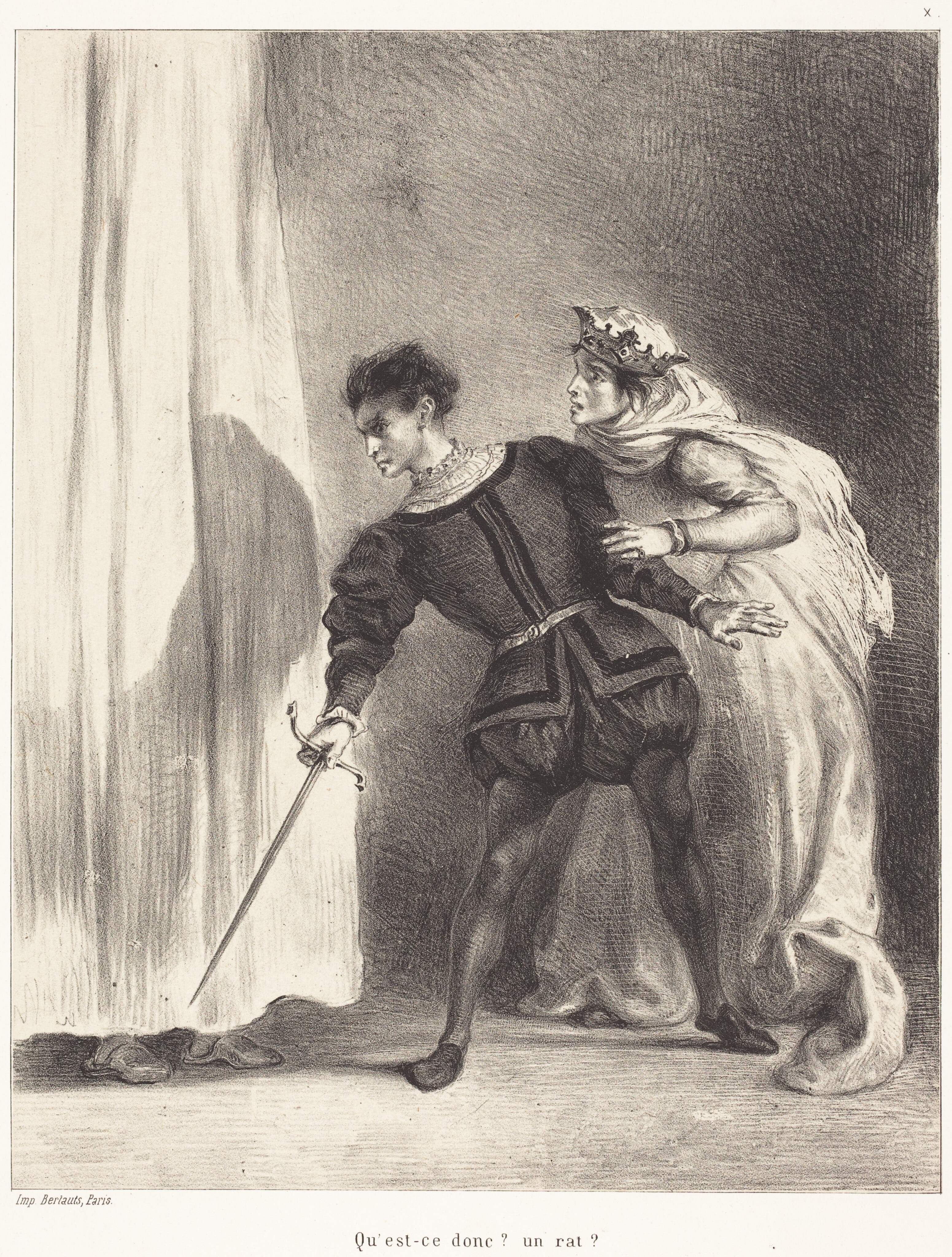 The Murder of Polonius (Act III, Scene IV) - Eugène Delacroix