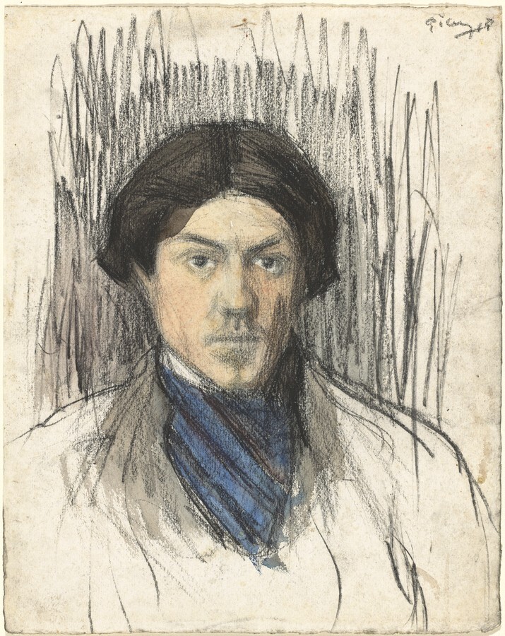 a) Self-Portrait; b) Untitled (Woman Strolling) - Pablo Picasso